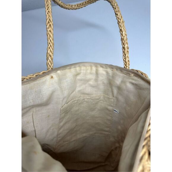 Vintage Cappelli Straworld Inc Large Tote With Safari Animal Wood Beads Notes - Picture 7 of 14
